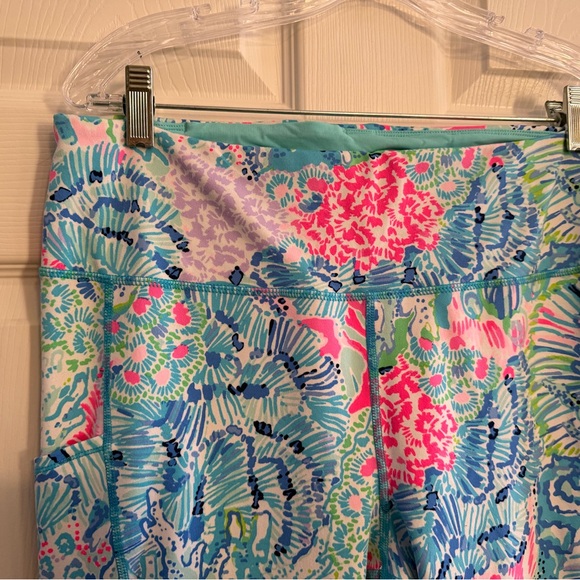 Lilly Pulitzer Luxletic Teal and Pink Leggings XL - Picture 2 of 7